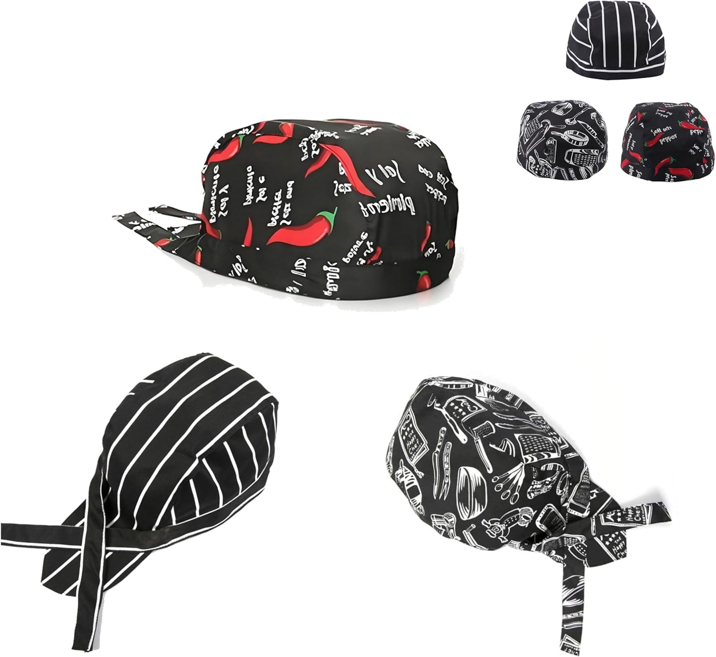 3 sombreros de chef ajustables transpirables para hombres y mujeres