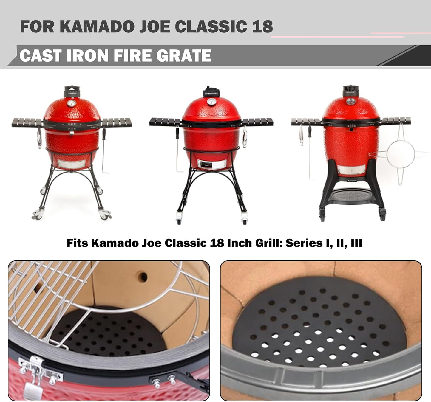Rejilla carbón Kamado Joe Classic 18pulg hierro fundido