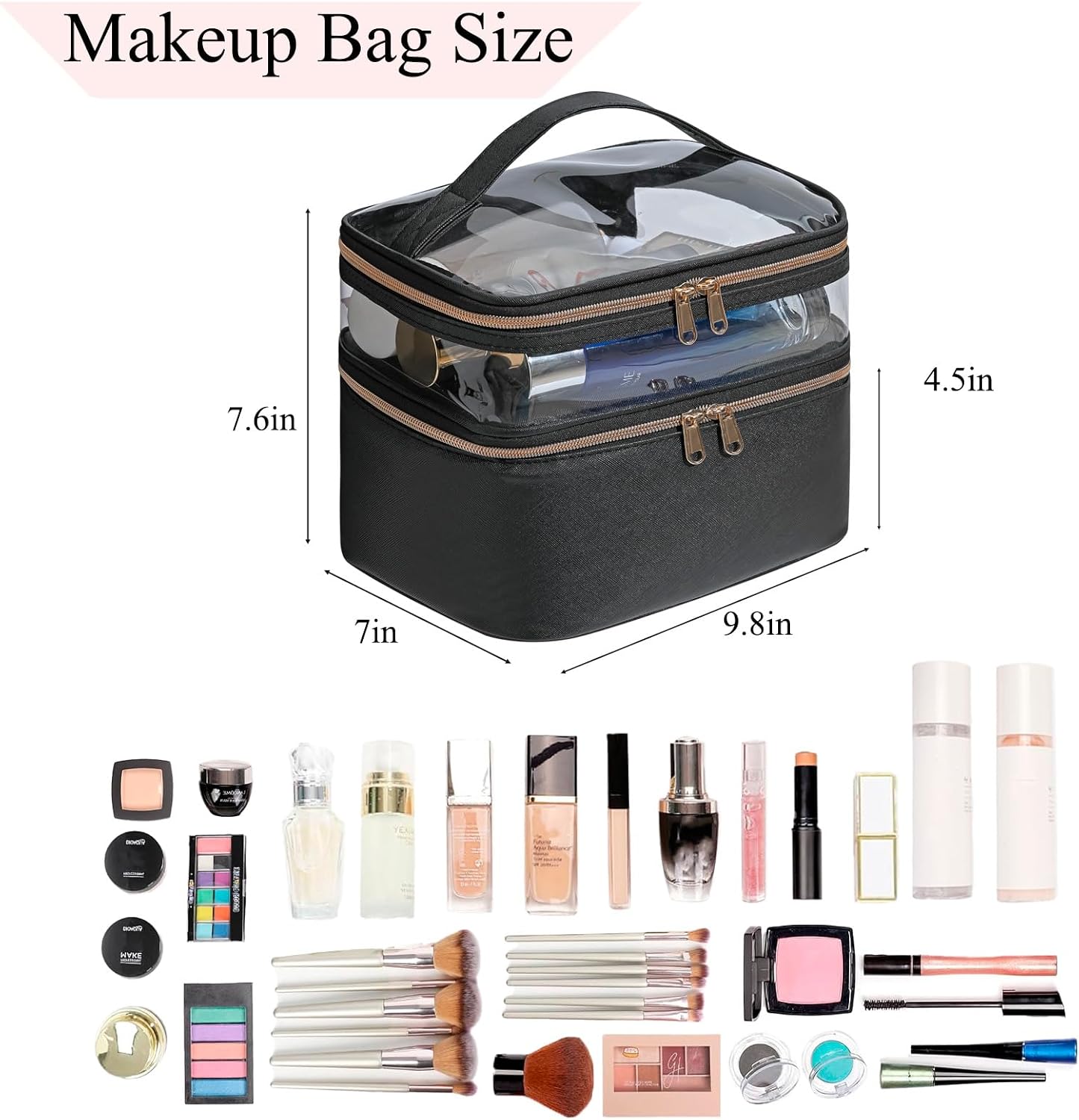 Bolsa maquillaje niña con cremallera acolchada preppy