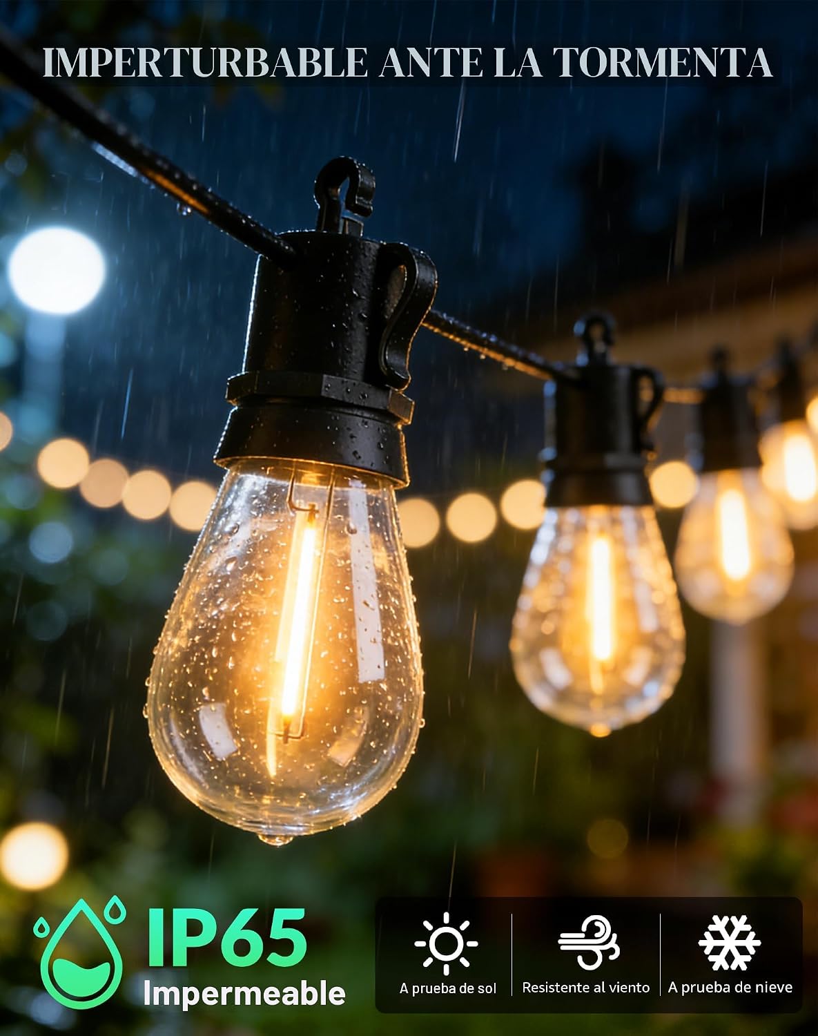 Tira luces LED patio 100ft impermeable control remoto
