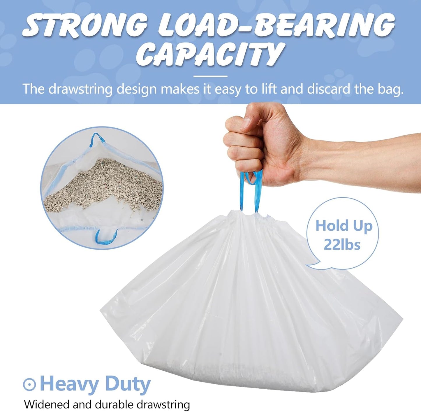 Bolsas arena gatos resistentes 30 pzas 0.1oz con cordón