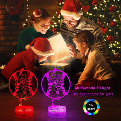 Luz Nocturna Béisbol 3D LED 16 Colores Control Remoto