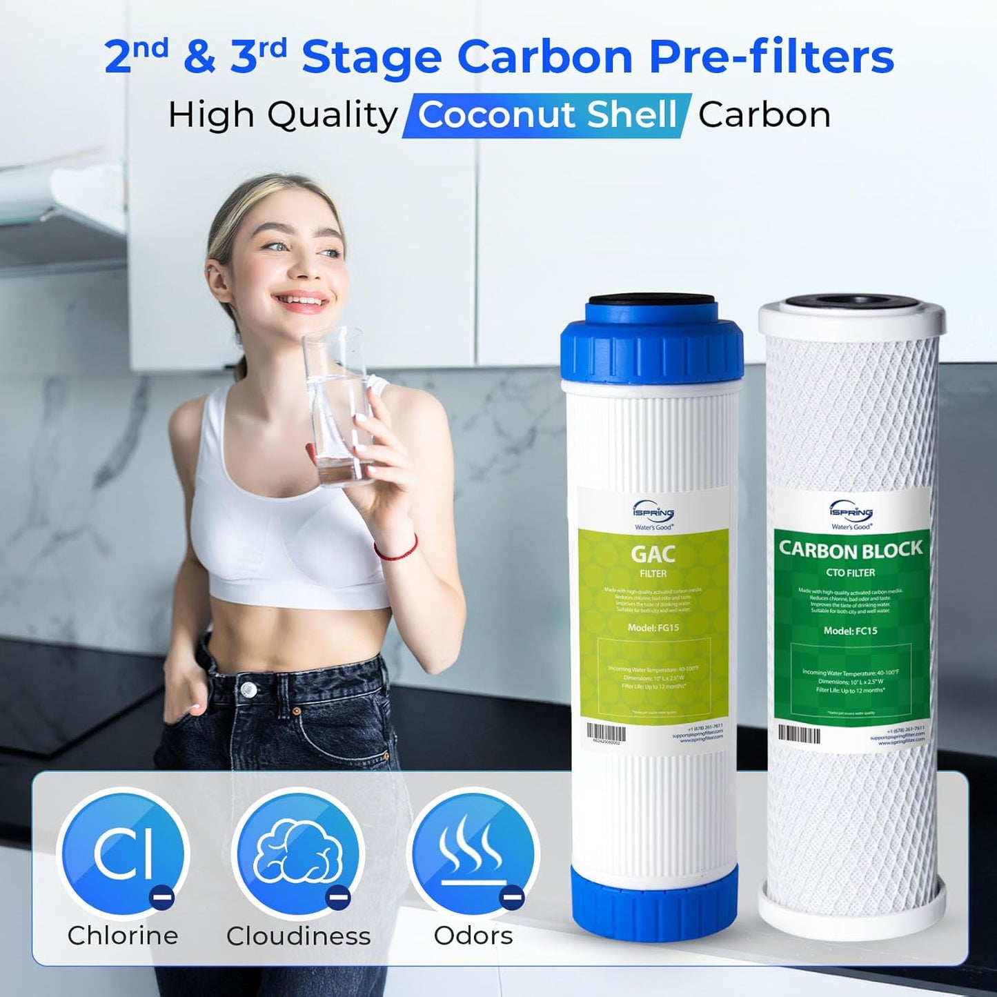 Paquete filtros repuesto 200 GPD sistema osmosis inversa 7 etapas RCC2AK-UV