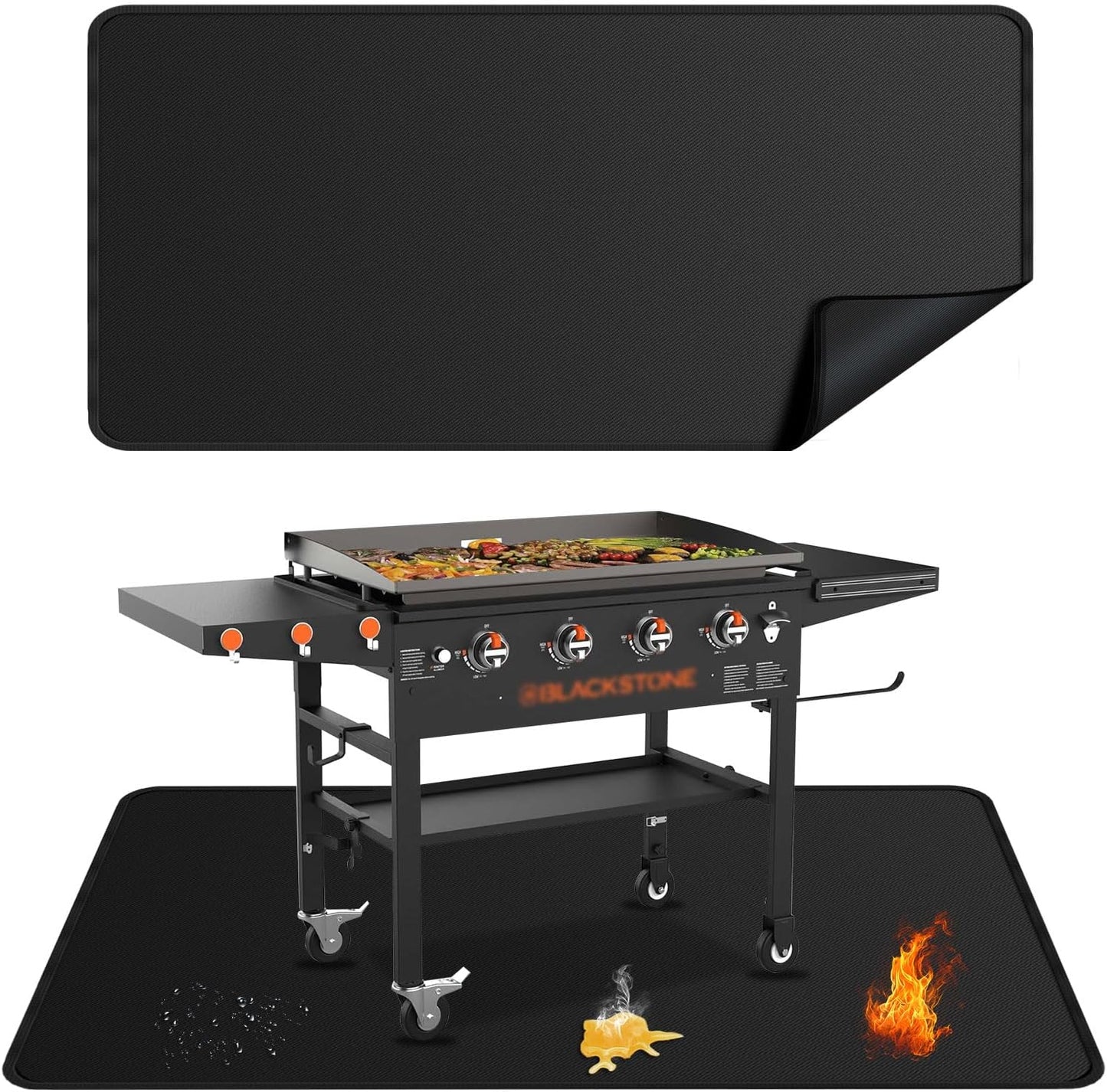 Alfombrilla ignífuga doble cara para parrilla Blackstone 79x39pulg
