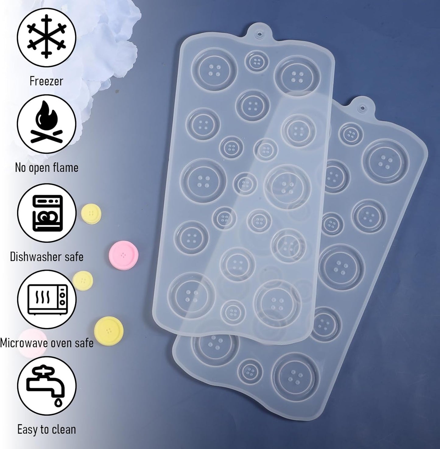 2 Moldes Silicona Chocolate Resina Botón Caramelo Joyería