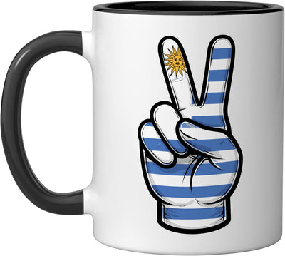 Taza Cerámica Bandera Uruguay Negro/Blanco
