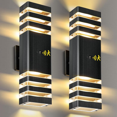 Luces pared sensor movimiento IP65 aluminio negro 16pulg