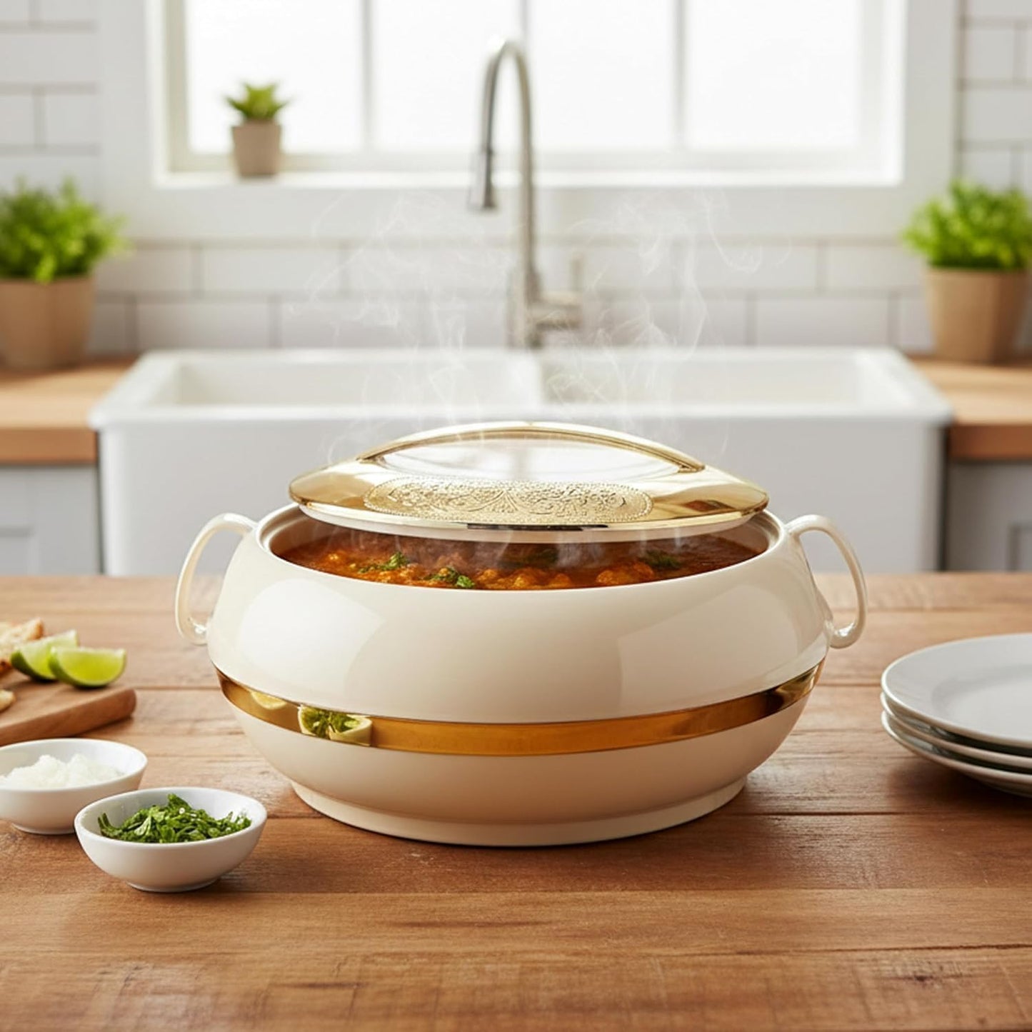 Cacerola aislada acero inox con tapa calentador
