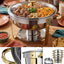 Set 4 Pzas Chafer Acero Inox con Tapa Vidrio Dorado