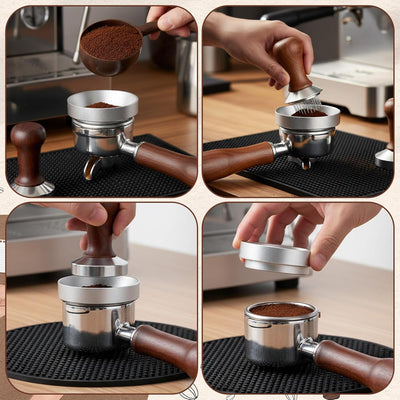 Embudo dosificador de espresso con portafiltro magnético acero inoxidable