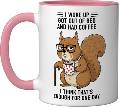 Taza Cerámica Desayuno Con Diseño Squirrel Rosa/Blanco