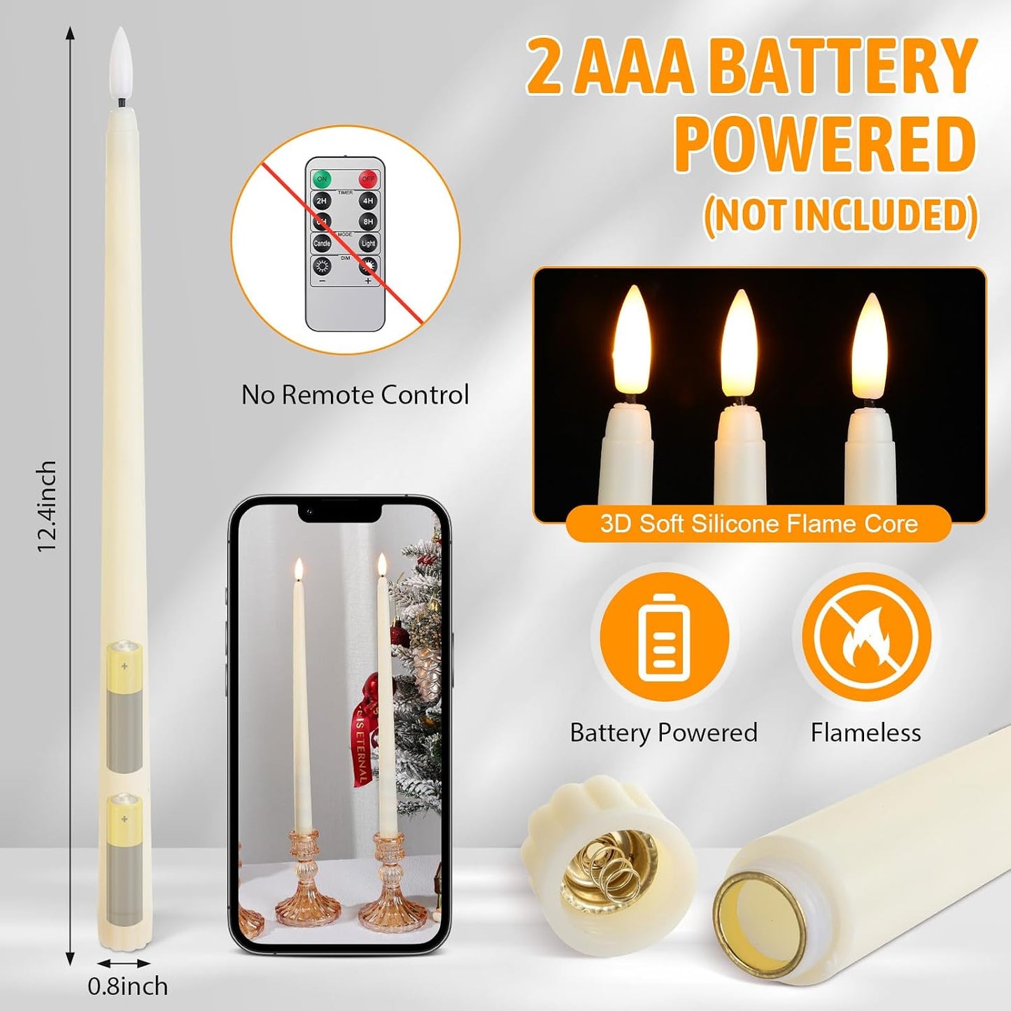 24 Velas LED Marfil Parpadeantes Decorativas