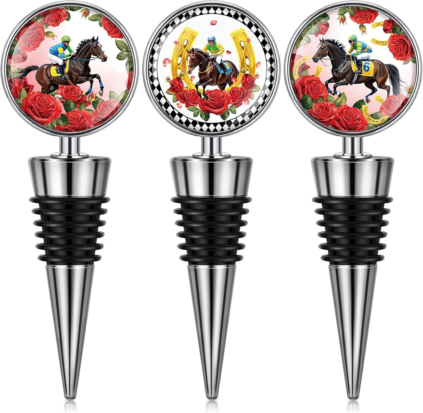 Juego de 3 tapones de vino Derby con sello de silicona