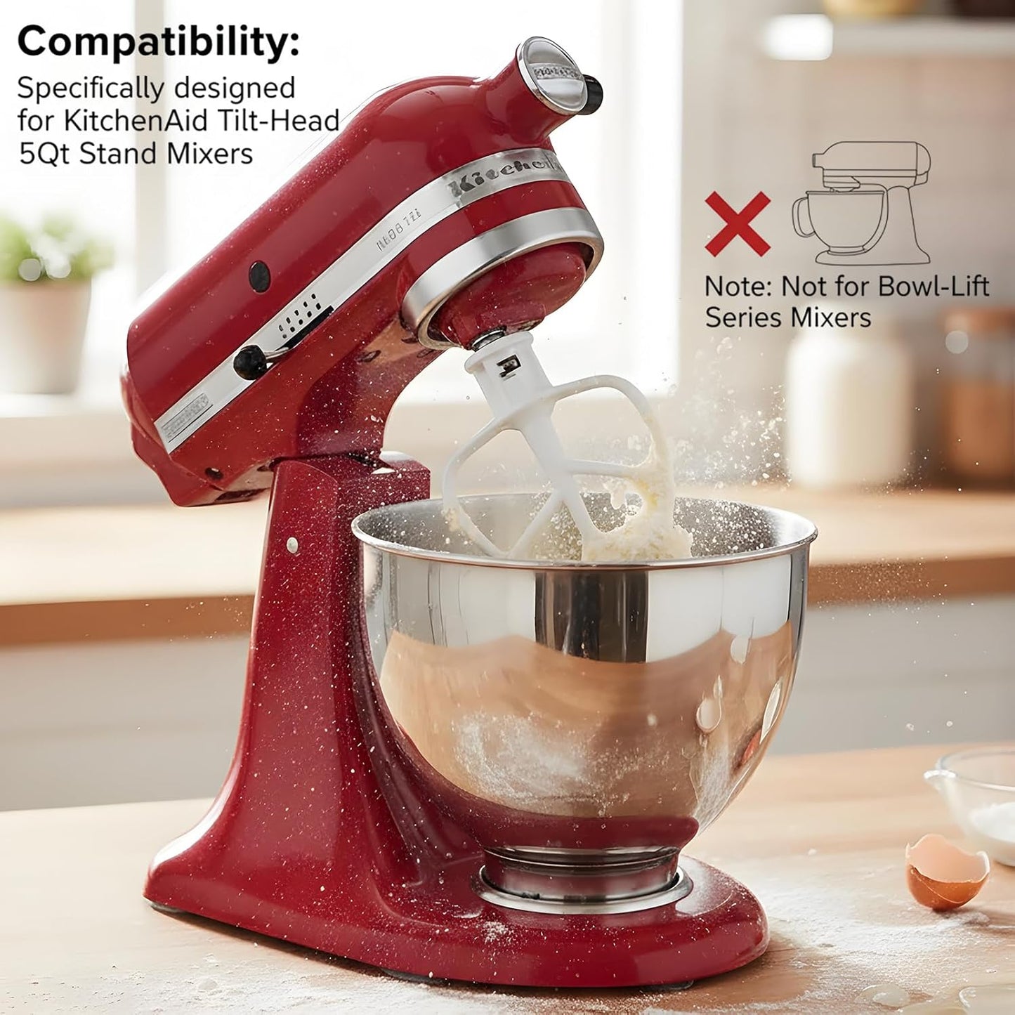 Forro plegable de silicona para batidora KitchenAid de 5 cuartos de galón rojo