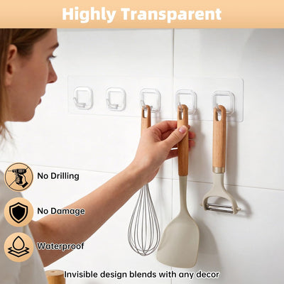 Ganchos adhesivos transparentes para baño cocina 5 pzas