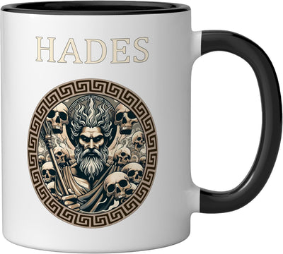 Taza de cerámica mitología griega Hades dios inframundo negro blanco