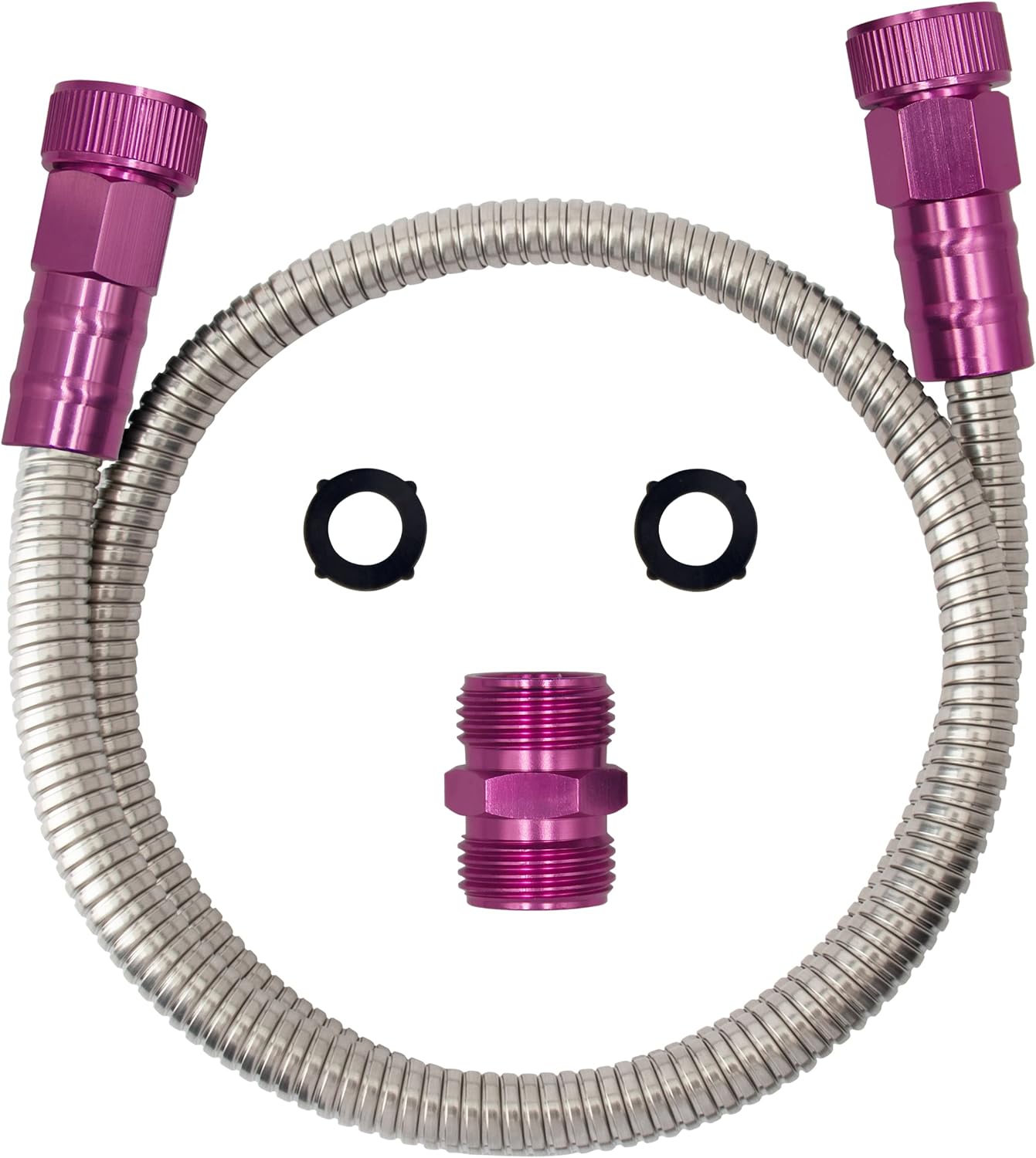 Manguera jardín acero inox 3ft hembra a hembra con conector macho