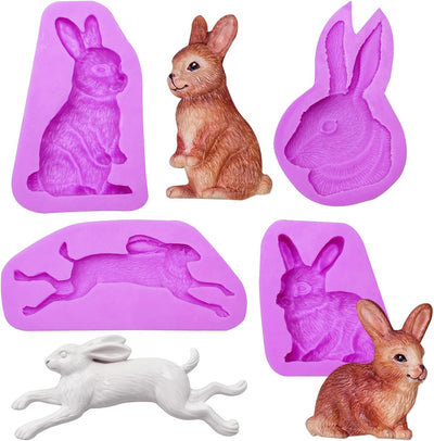Moldes de silicona 3D para conejos fondant decoración de pasteles y galletas