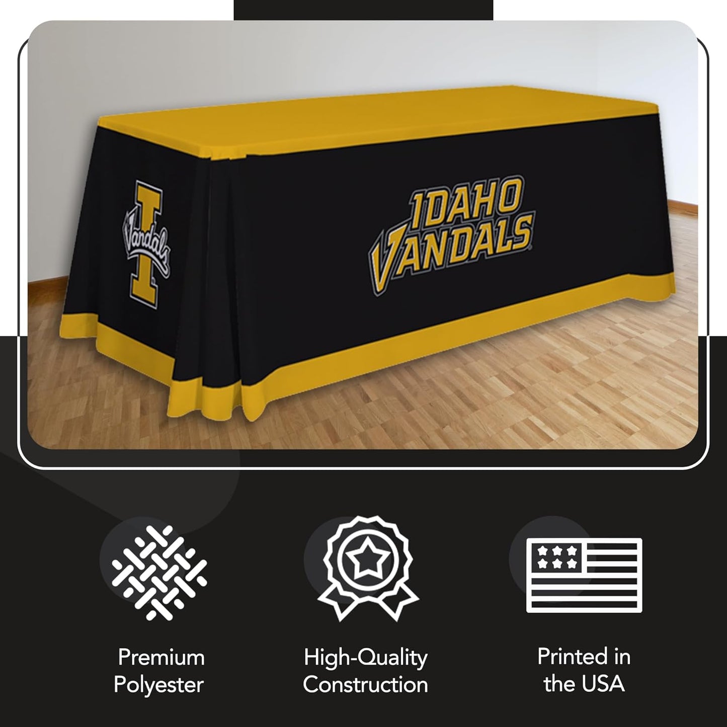 Manta Mesa Estampada NCAA Poliéster 6ft Drapeado Negro Amarillo