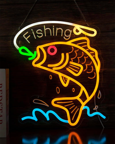 Letrero neón pesca LED USB para tienda yate garaje