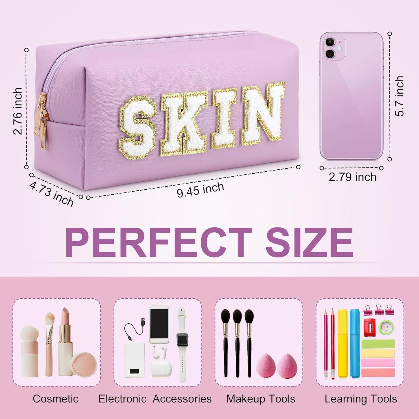 Bolsa maquillaje piel sintética impermeable viaje