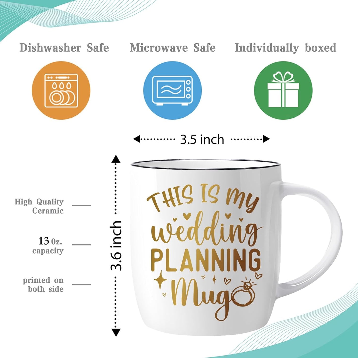 Taza cerámica bodas 13oz regalo novios compromiso