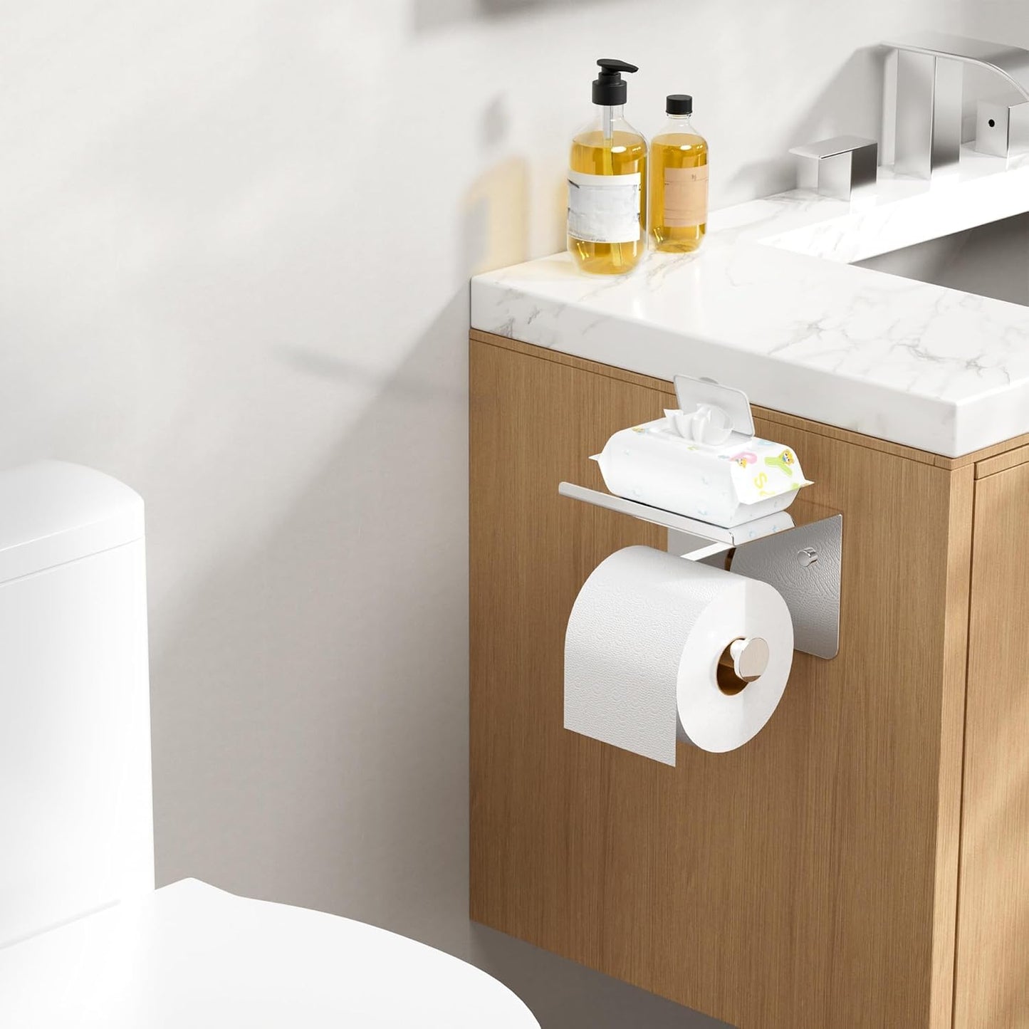 Portarrollos acero inox 304 con estante para baño