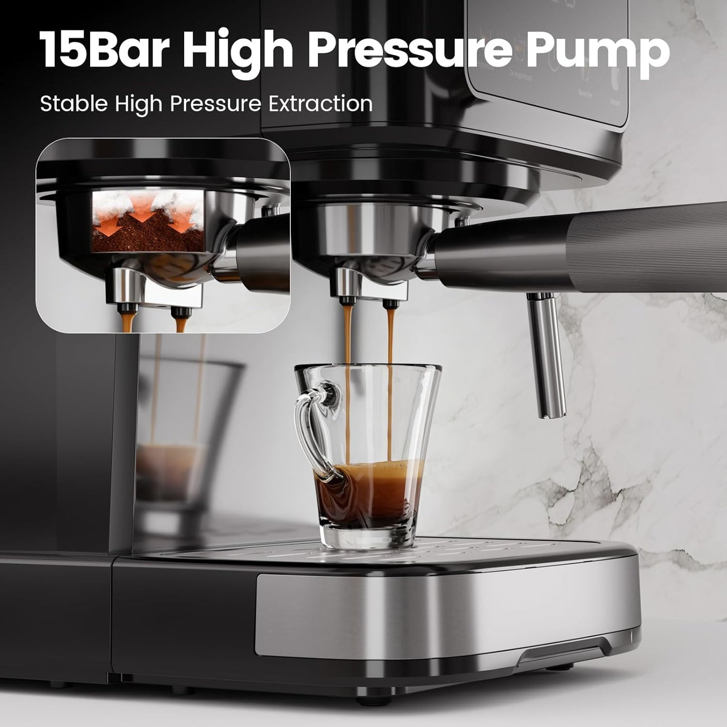 Cafetera Espresso Digital 15 Bar Tanque 50oz Espumador Leche
