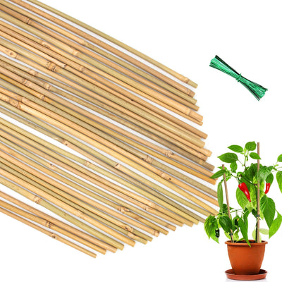 35 Pzas Estacas Bambú Natural para Plantas Interior y Exterior