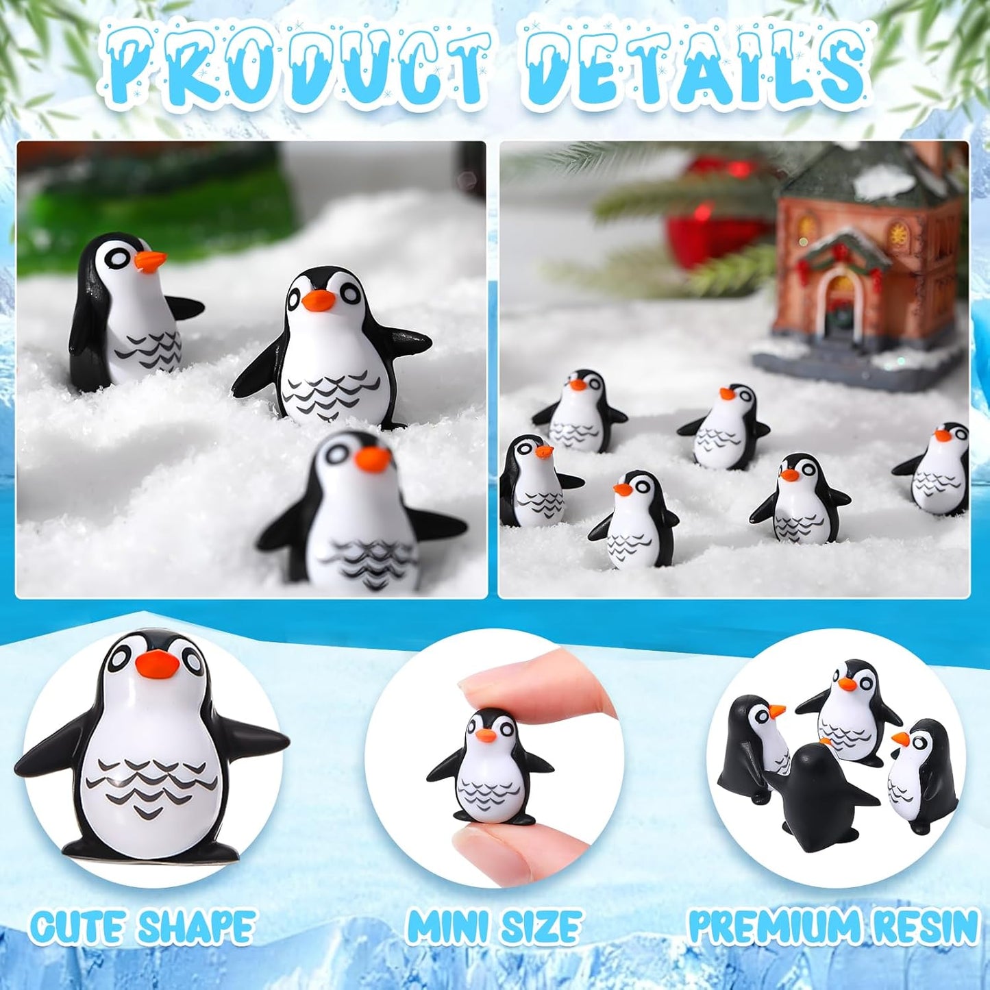 50 Pzas Mini Pingüinos Resina Decoración Jardín Acuario