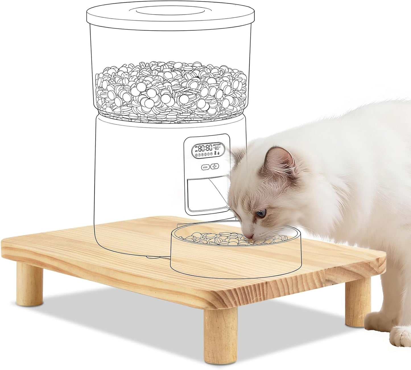 Soporte comida gatos cuencos elevado 2.4pulg madera