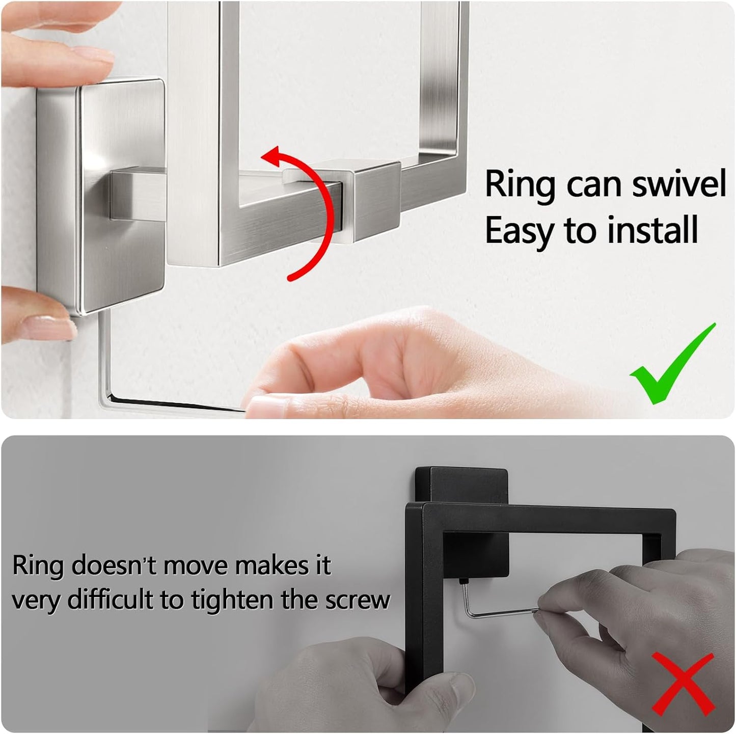 Toallero baño acero inox anillos giratorios 180° níquel