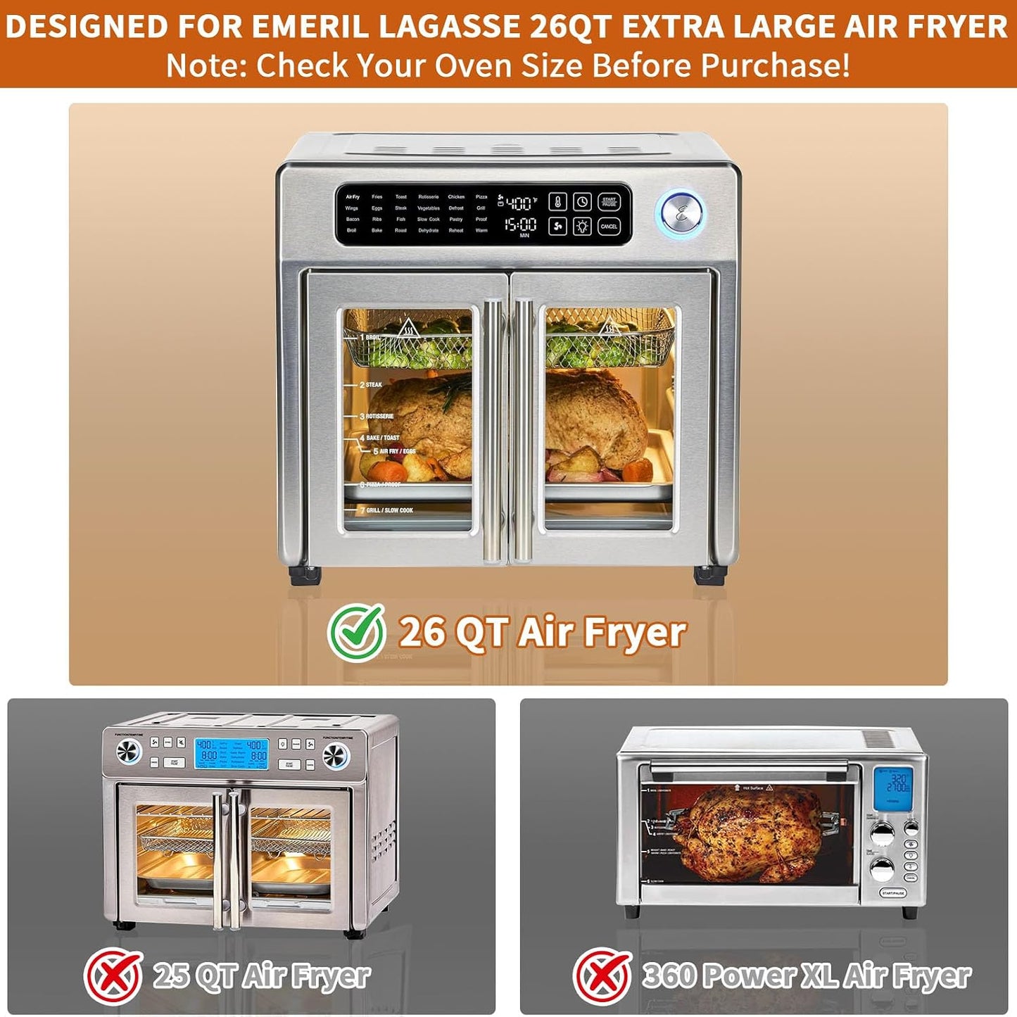Bandeja goteo freidora aire Emeril Lagasse 13x12.5pulg
