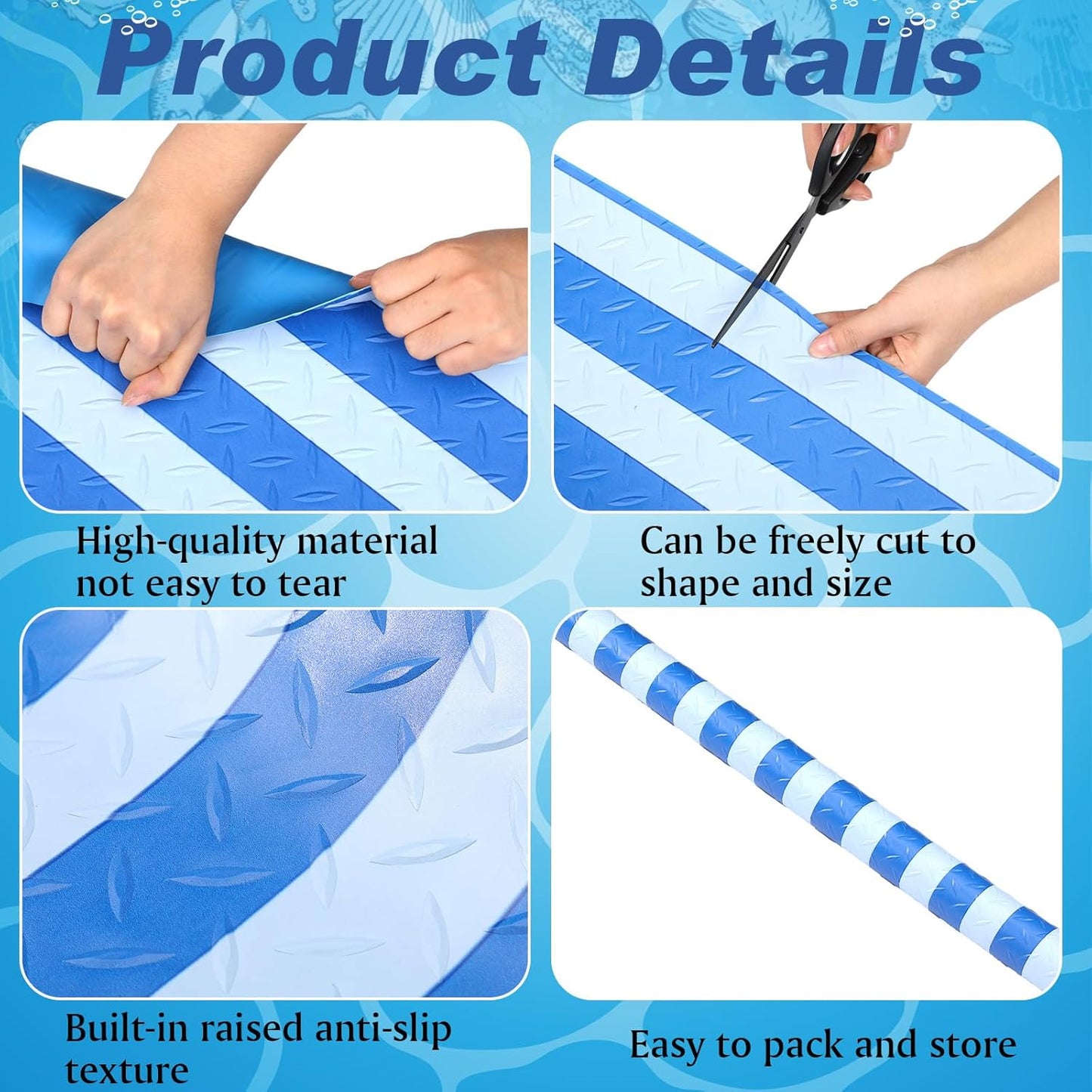 Tapete antideslizante piscina 24x9pulg rayas