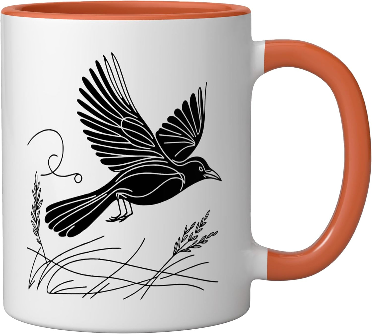 Taza Cerámica Grackle Line Art Naranja/Blanco