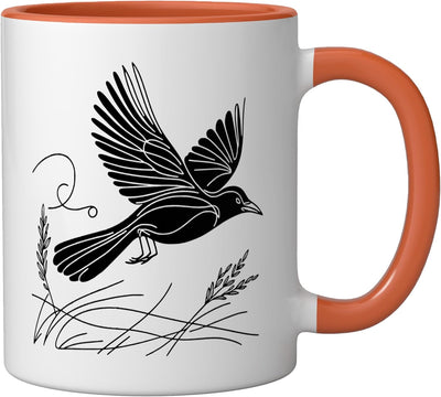 Taza Cerámica Grackle Line Art Naranja/Blanco