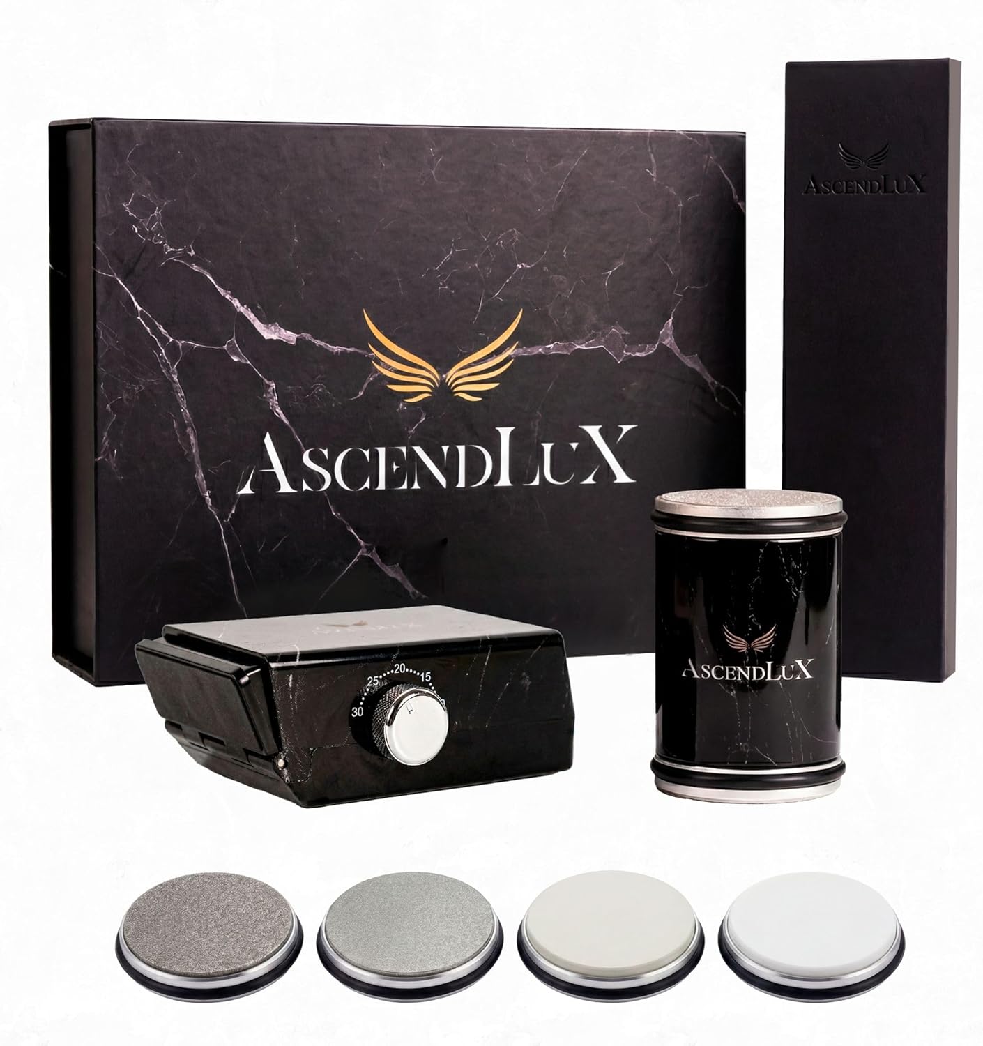 Kit afilador cuchillos rodantes con ángulo ajustable 10-30° y trampa de cuero
