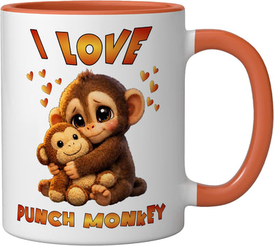 Taza de cerámica Baby Monkey Punch I Love Monkey Punch color naranja/blanco