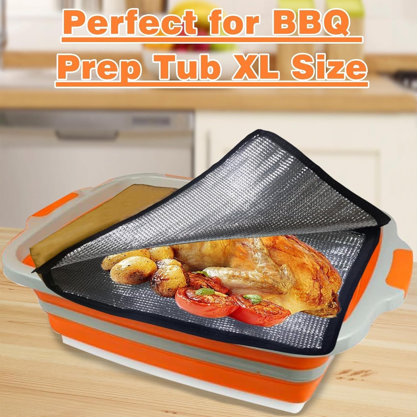 Tina plegable barbacoa 30L con manta carne 21pulg set 2