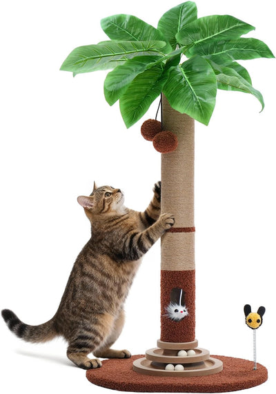 Poste rascador gatos 35pulg sisal bolas interactivas torre palmera