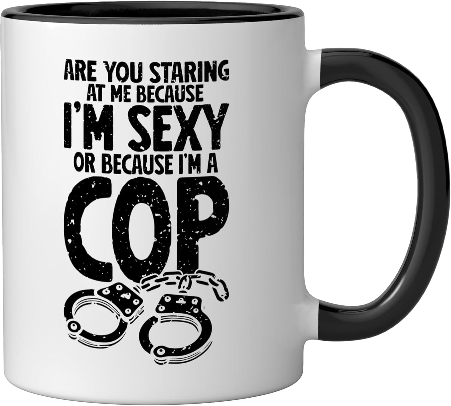 Taza Cerámica Policía Negro/Blanco