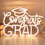 Letrero neón Congrats Grad con luz LED USB blanca cálida
