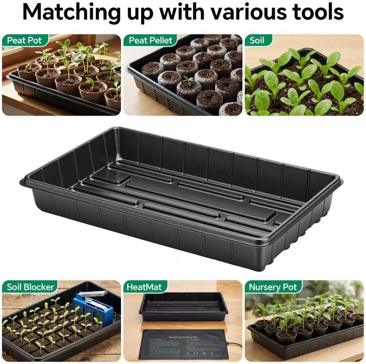 10 bandejas cultivo plantas sin agujeros drenaje