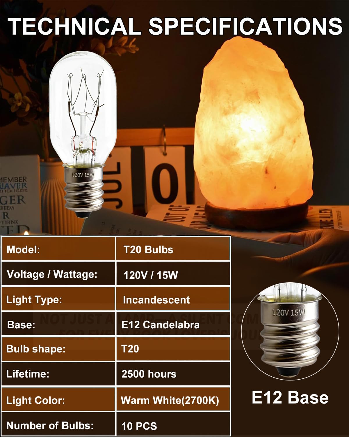 Lámpara de sal E12 T20 15W 2700K pack 10