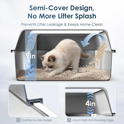 Caja arena acero inox 17x13pulg para gatos a prueba de fugas
