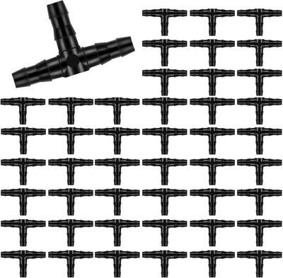 100 Pzas Accesorios T de 1/4pulg para Riego Goteo