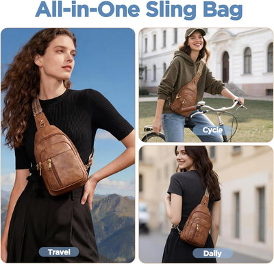 Bolsas cruzadas antirrobo RFID de cuero vegano para mujer y hombre