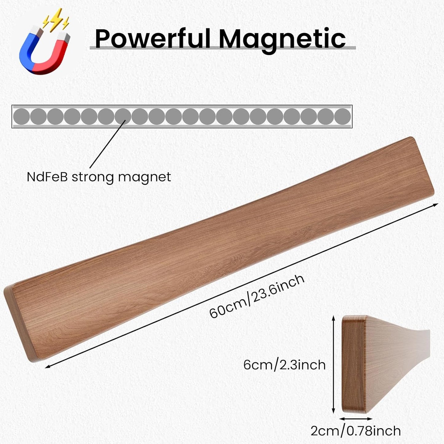 Tiras magnéticas madera para cuchillos 24pulg