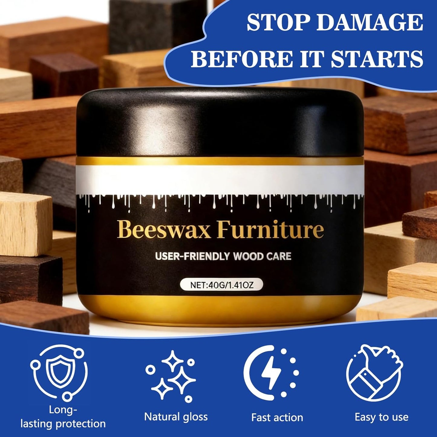 Cera para muebles madera natural 2 Pzas