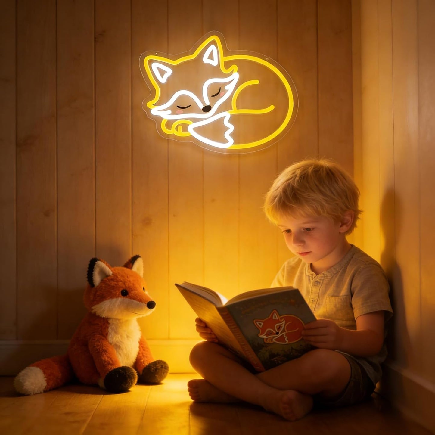 Letrero neón zorro dormido luz LED ajustable
